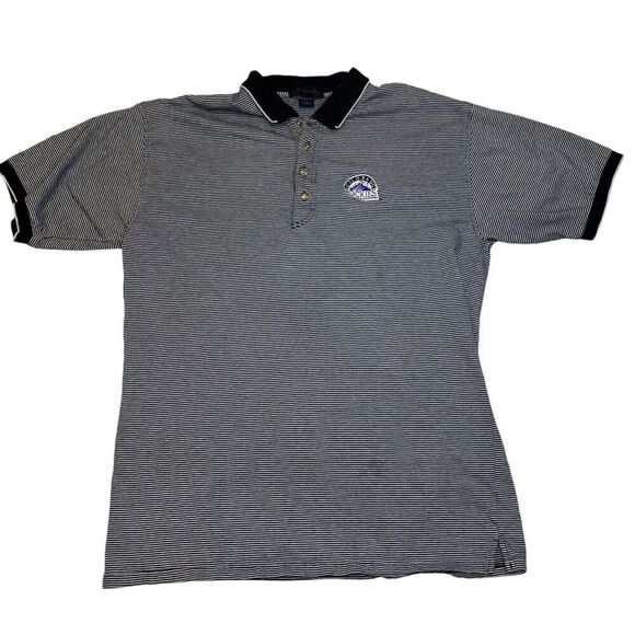 Colorado Rockies Striped Polo Shirt Size XL Antigua Short Sleeve Chest Logo - Picture 1 of 6